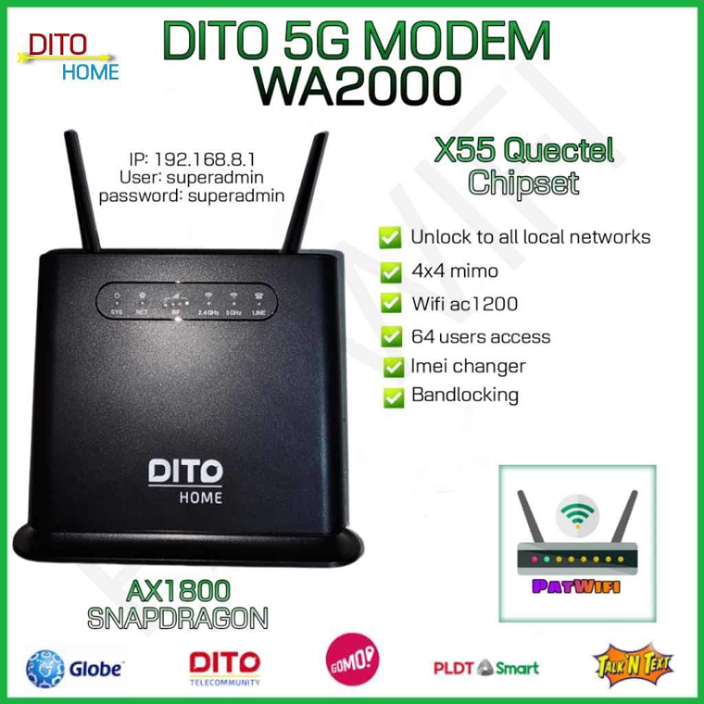 ￼DITO 5G MODEM PREPAID WIFI WA2000 FIBER HOME