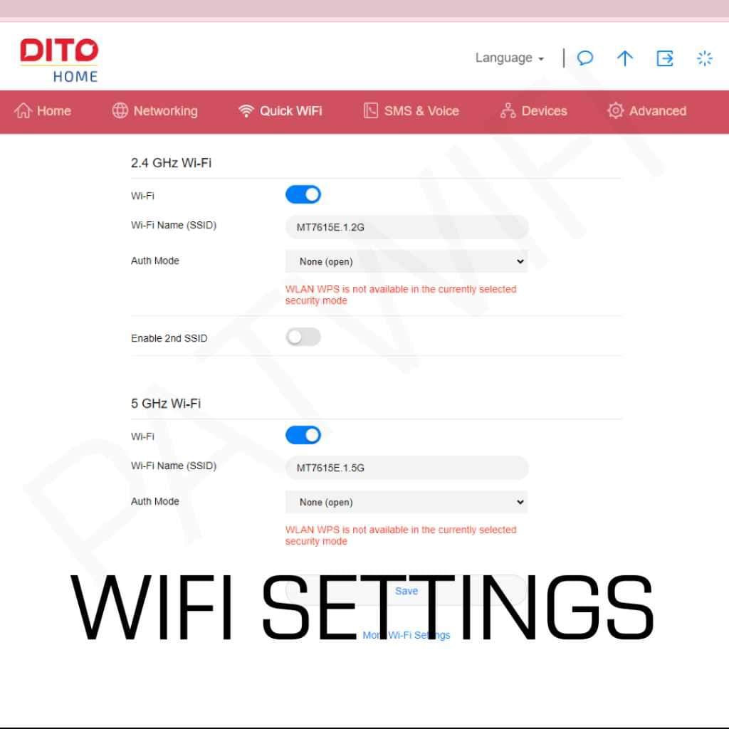 ￼DITO 5G MODEM PREPAID WIFI WA2000 FIBER HOME