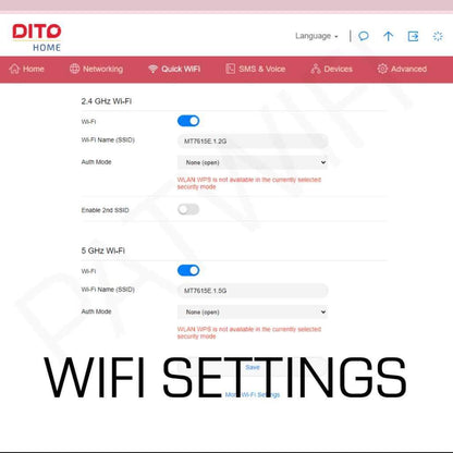 ￼DITO 5G MODEM PREPAID WIFI WA2000 FIBER HOME