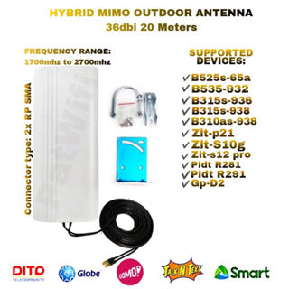 Hybrid 36dbi Outdoor Antenna with 20Meters wire / PAT WIFI /